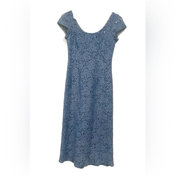 Oleg Cassini Sequin blue gray Cocktail prom Vegas Dress size 2 - Picture 4 of 13